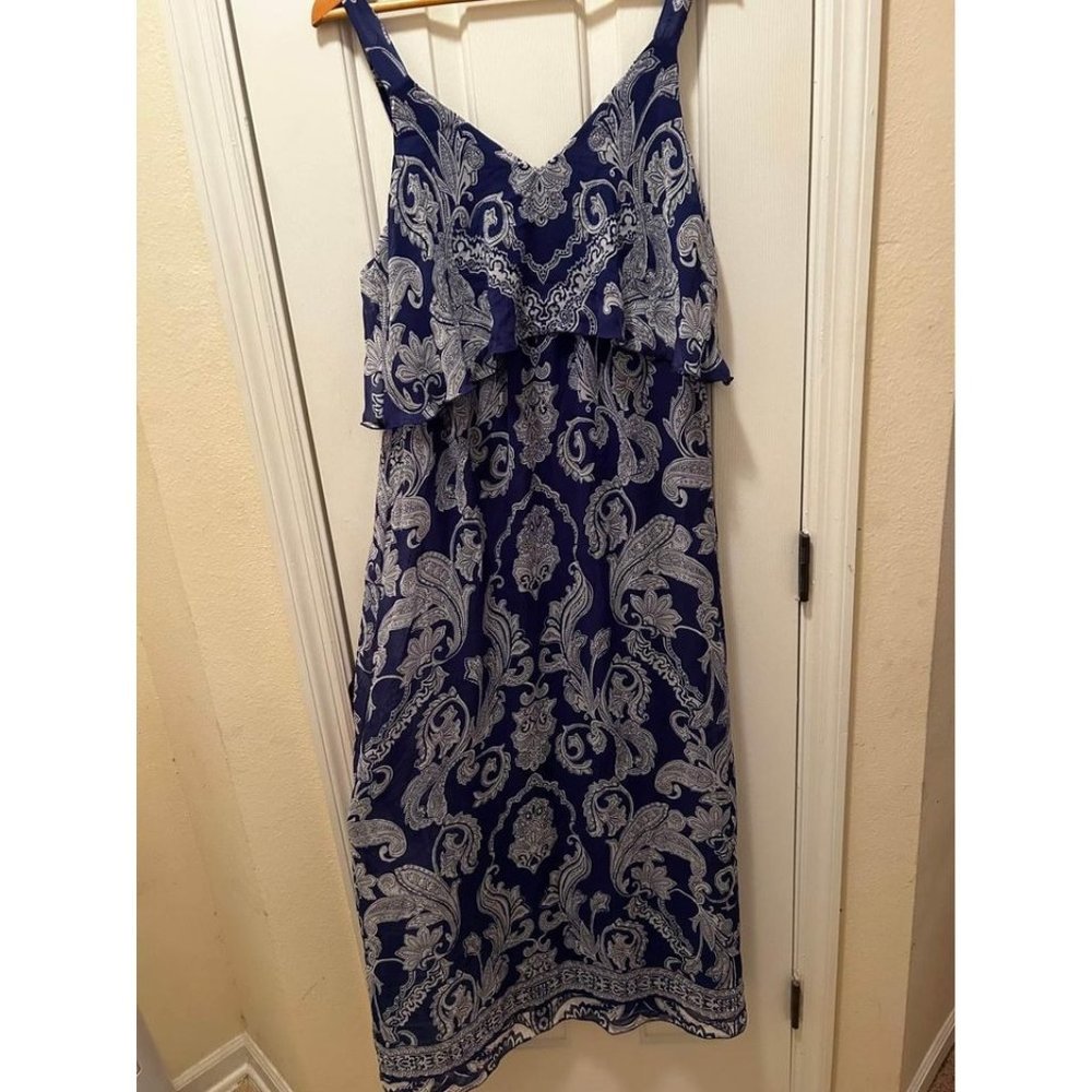 Soma Womens Dress Size Large Chiffon Flounce Maxi Strapless Dress